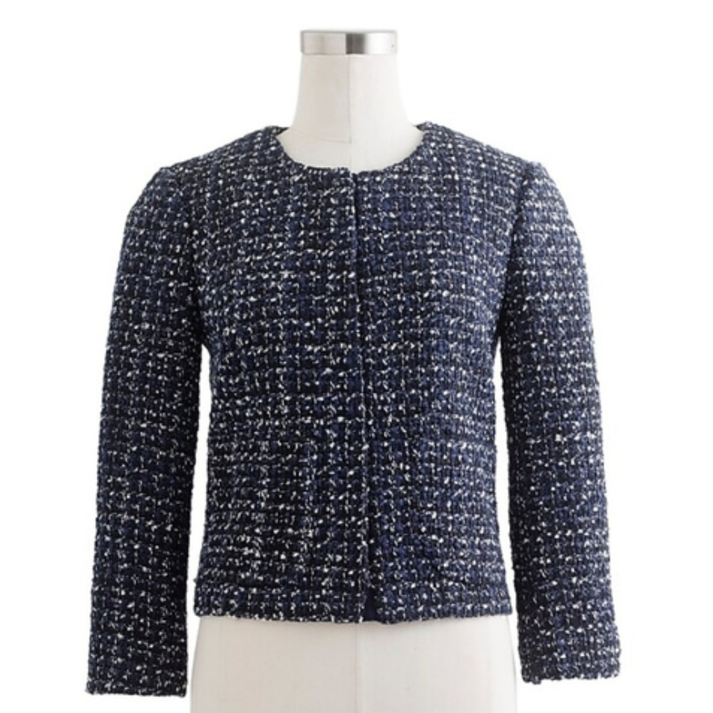 J CREW Blue MIDNIGHT TWEED JACKET Metallic Blazer